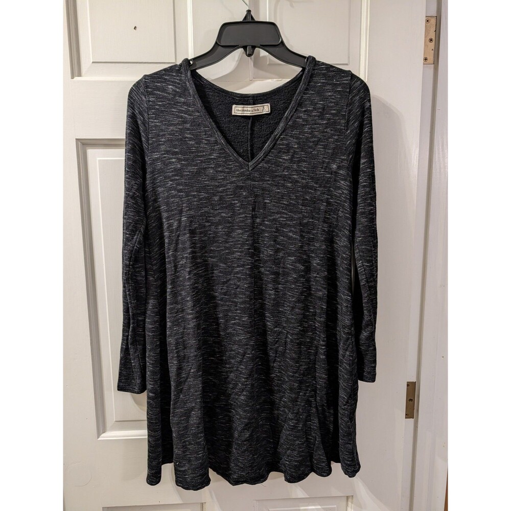 Abercrombie & Fitch Women's Swing Dress Small Black Gray Long Sleeve V-Neck